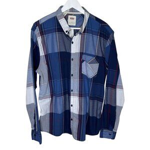 Levi's Men's Long Sleeve Blue & Purple Button-Up Shirt, Casual Wear, Large